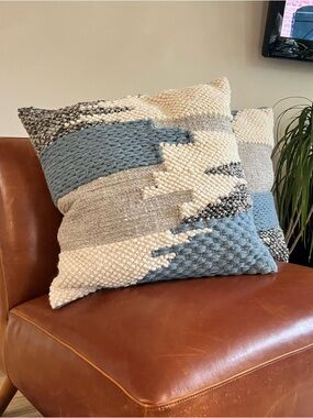 Loloi For Magnolia Home | Textured Cotton Geometric Western Throw Pillows Pair